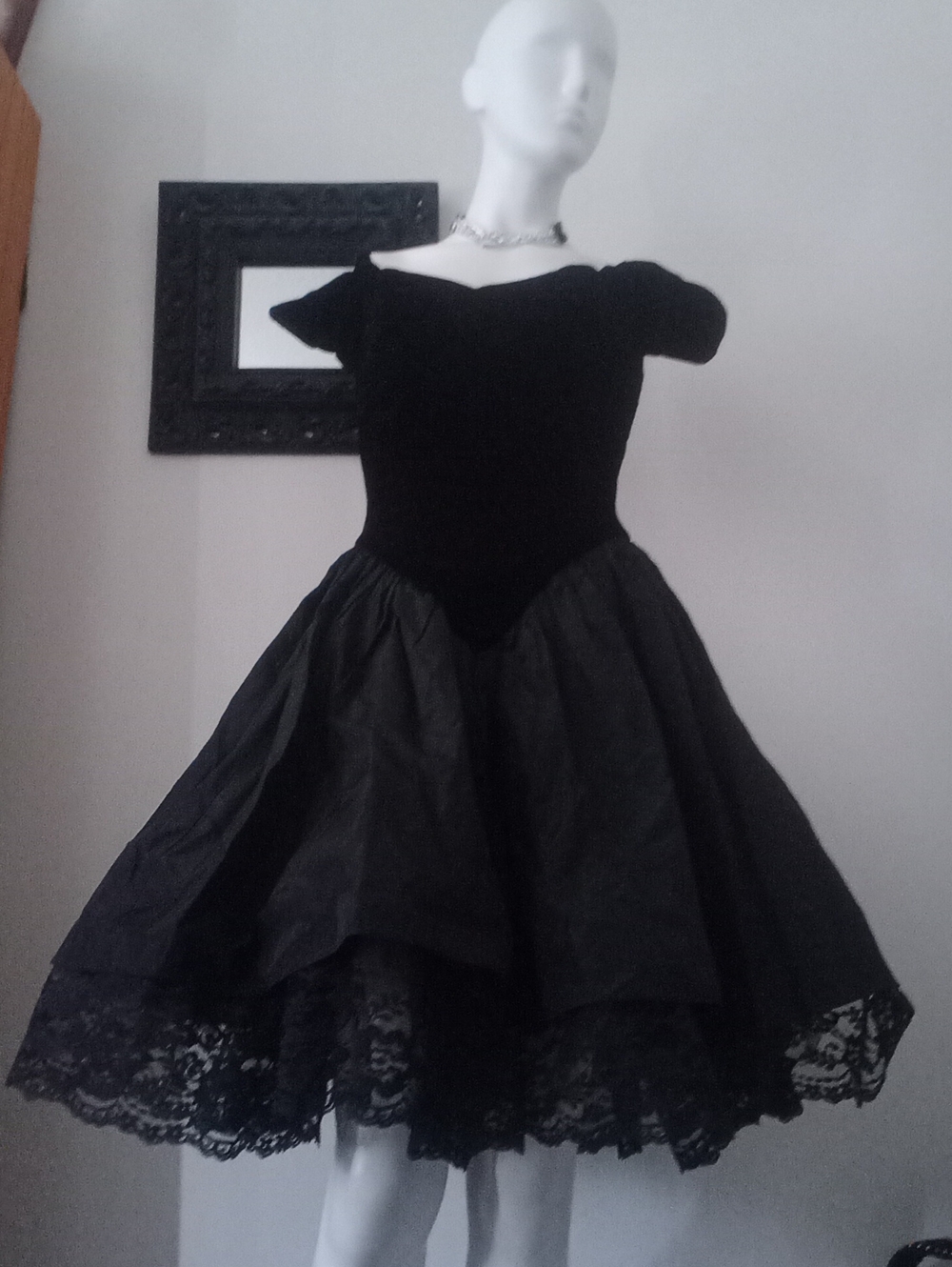Black Velvet Lace Dress 80s Prom